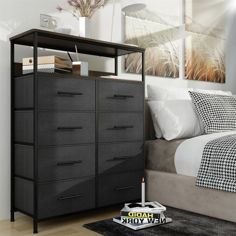 Aneisa 107cm W Chest of Drawers, Dark Brown/Black
