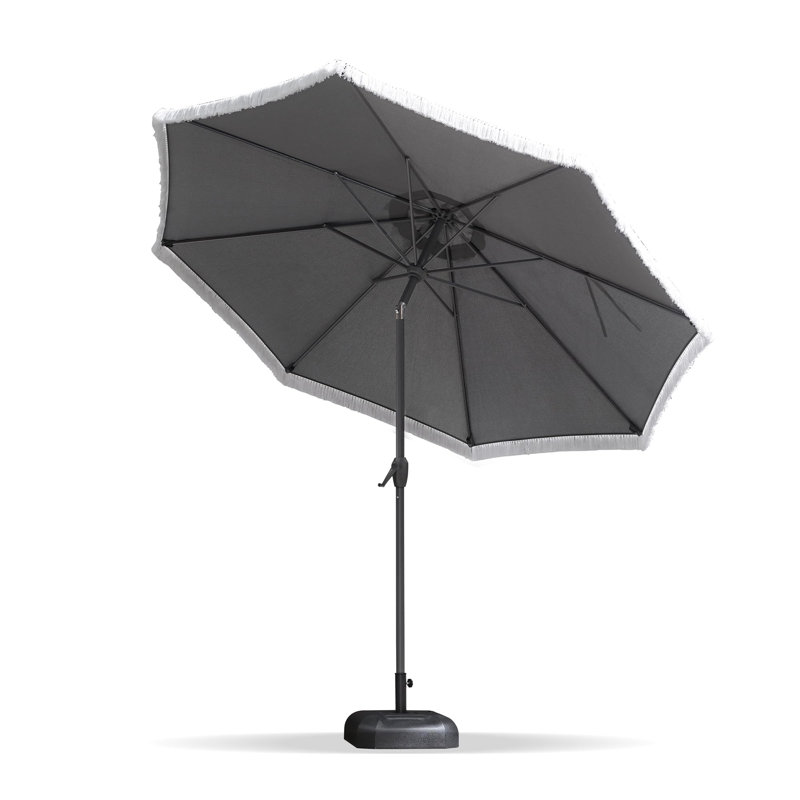 Base de parasol de table ronde de 9 pi Sharilee incluse, Polyester gris