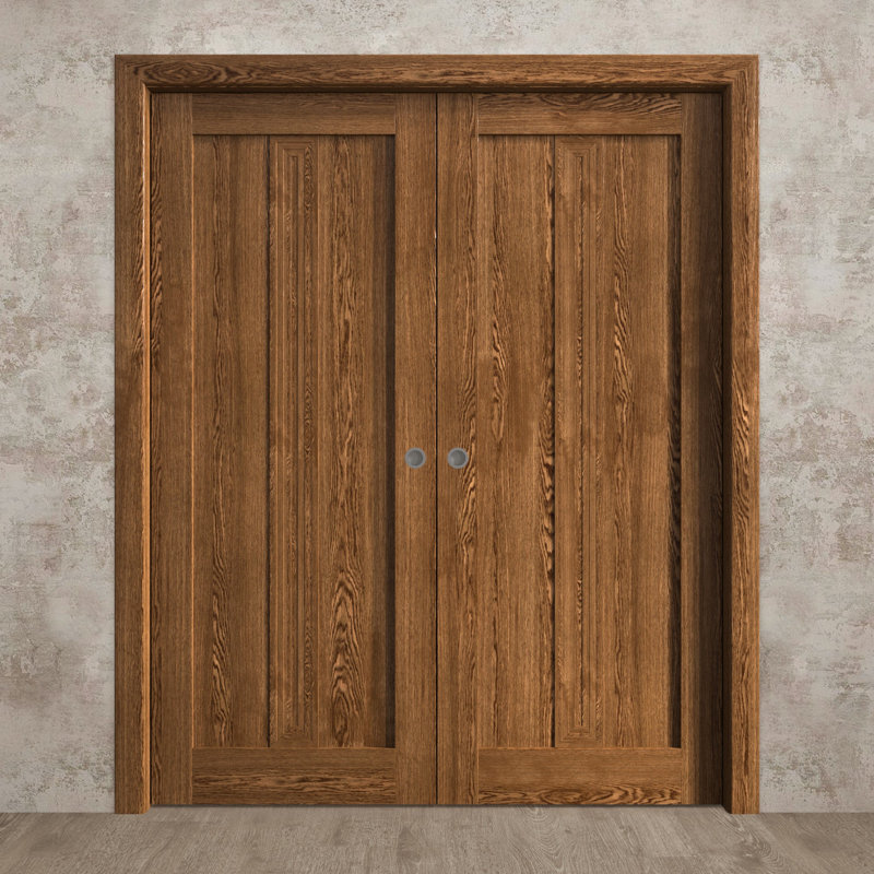 Portes coulissantes françaises à double poche | Ego 5006 | Ensemble de quincaillerie de rail | Portes intérieures modernes en bois massif pour chambre à coucher