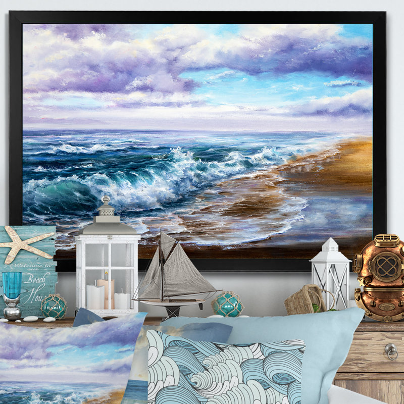Coastal Waves - Reproduction de photo sur toile, Cadre noir, H 8 po x l 12 po x P 1 po