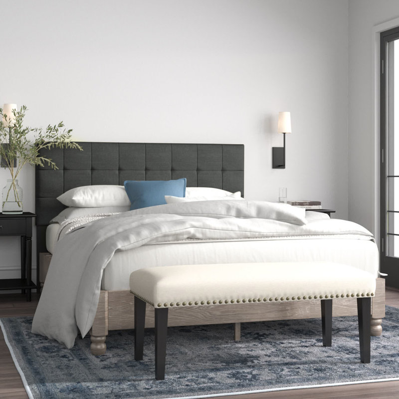 Tête de lit tapissier Saltz, gris, Double / Grand