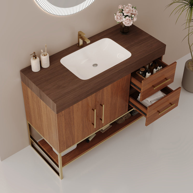 Meuble-lavabo sur pied 36 po avec lavabo moderne 36 po, Brown, Brown