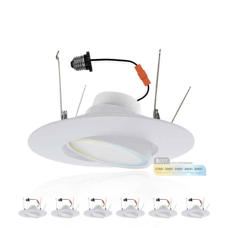 5/6" Gimbal Lens Eyeball Light LED Retrofit Selectable CCT Remodel Recessed Lighting Kit