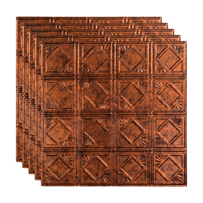 Panneau de plafond décoratif décoratif en vinyle style traditionnel 4 pi x 2 pi FASÄDE, Cuivre pierre de lune