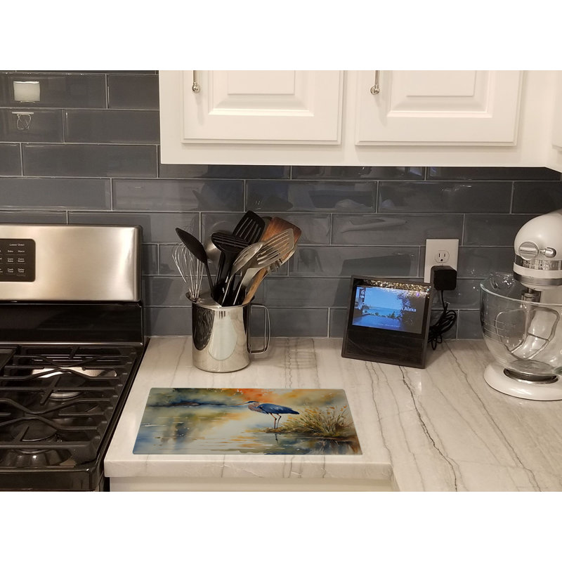 Blue Heron Glass Cutting Board Large