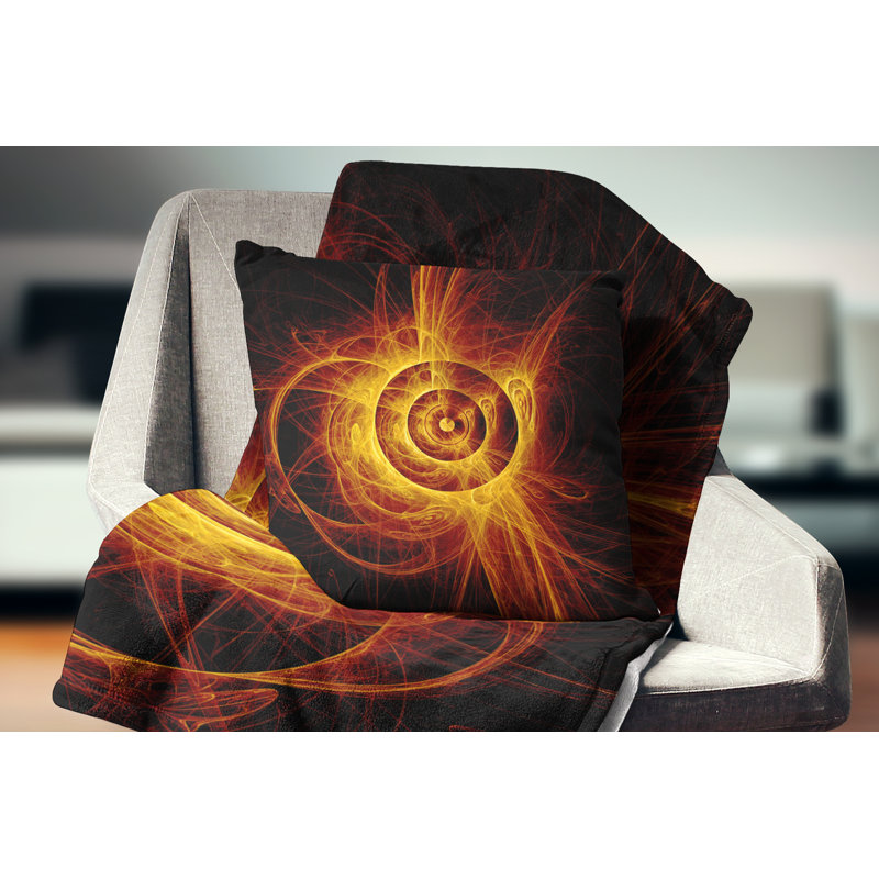 La flamme jaune clignotante - coussin abstrait imprimé, Carré, 18 po x 18 po