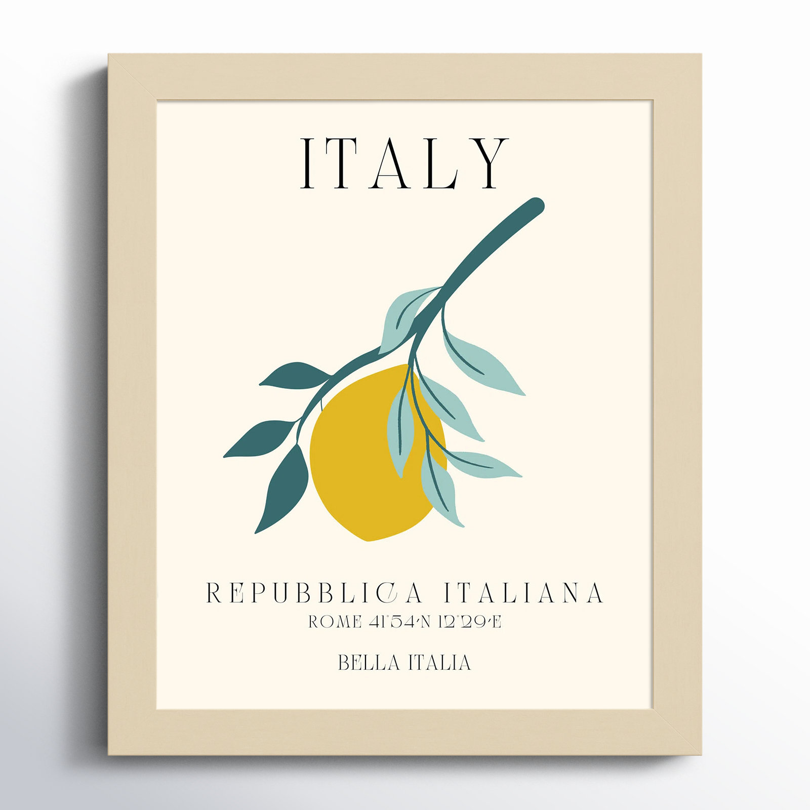Mirando "Italy Travel Poster" Print, 11" W x 13" H x 1" D, Brown Framed