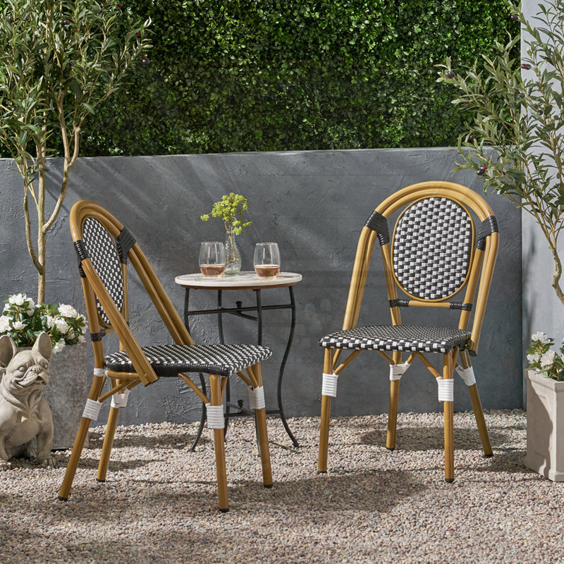 Chaises de bistro d'extérieur, Blanc/Noir