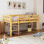 Lit mezzanine bas simple en bois avec échelle, finition blanche-10685024
