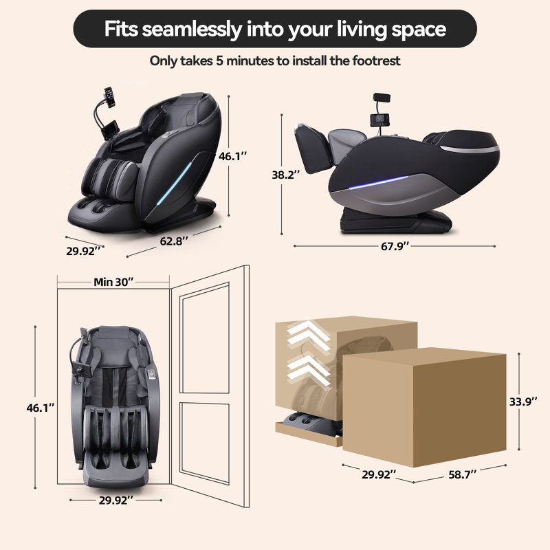 Fauteuil de massage inclinable électrique en simili cuir iRest, Similicuir noir