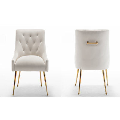 Chaise d'appoint en velours beige Baudel