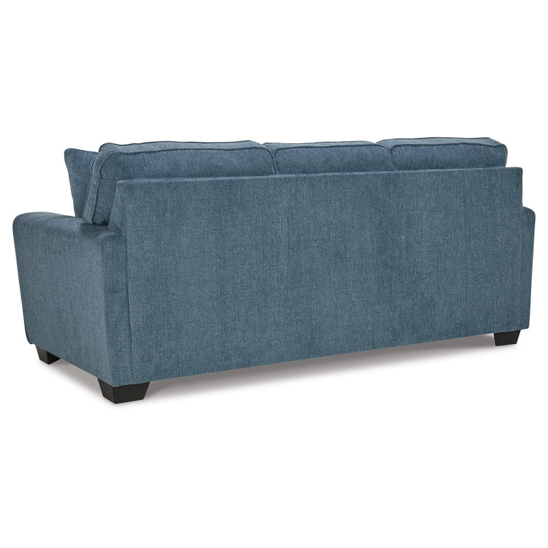 Canapé à accoudoirs arrondis Caten de 87 po, Mélange de polyester bleu