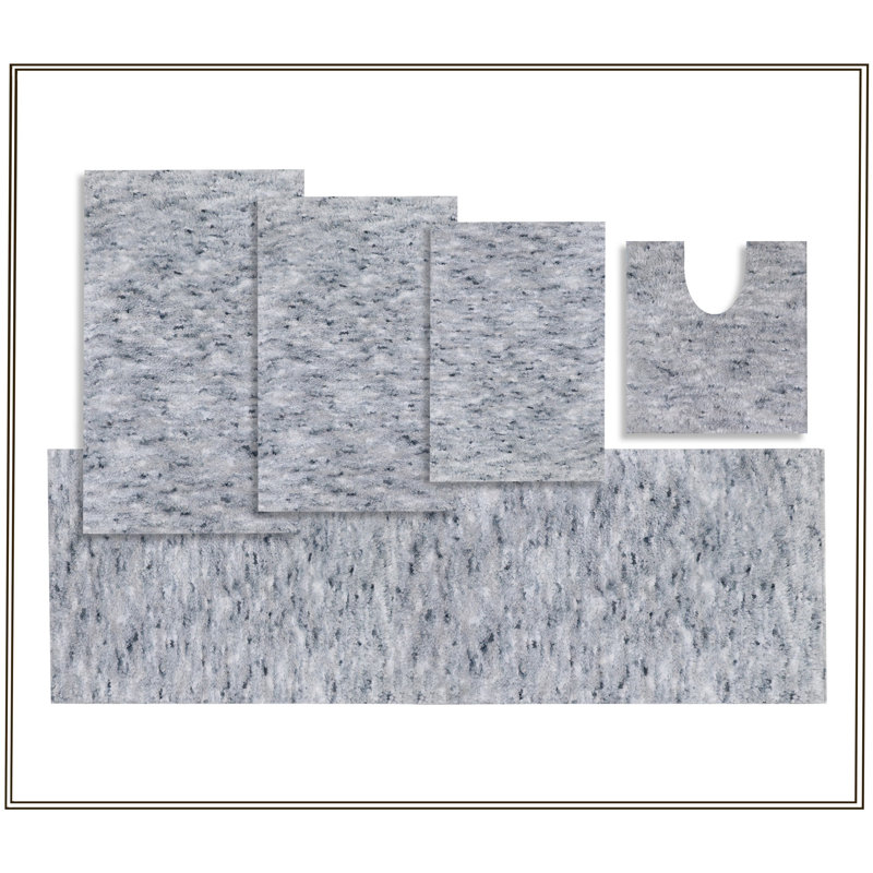 Cloud Comfort 100% Polyester Microfiber Bath Rug Set, Non Slip & Soft Shaggy Bath Rugs - 5Pc Set, Gray