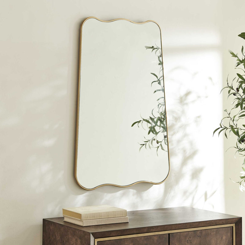 Undulating Reversible Engineered Wood Wall Mirror