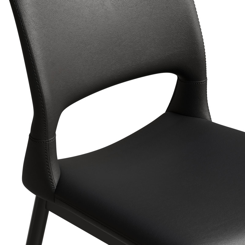 Chaises de salle à manger contemporaines élégantes en similicuir avec découpe ergonomique, Noir