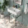 Ceramic White Rectangular Single Faucet Hole 24 in Console Bathroom Sink with Overflow
