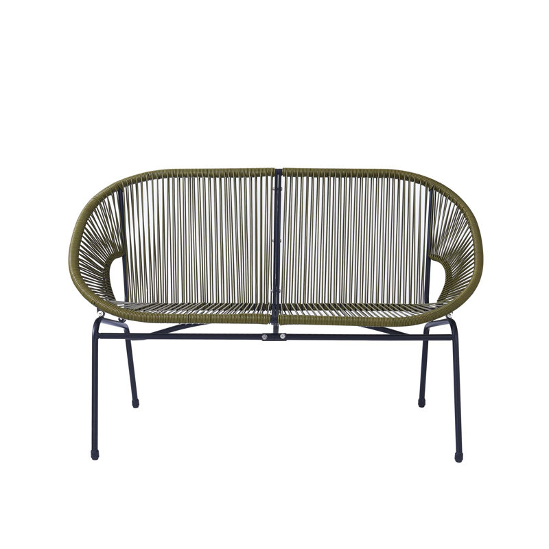 Condessa Outdoor Patio Wicker Loveseat sofa, Green;Black