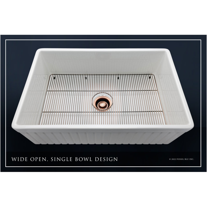 Luxury Solid Fireclay Farmhouse Sink, Antique Copper Accessories