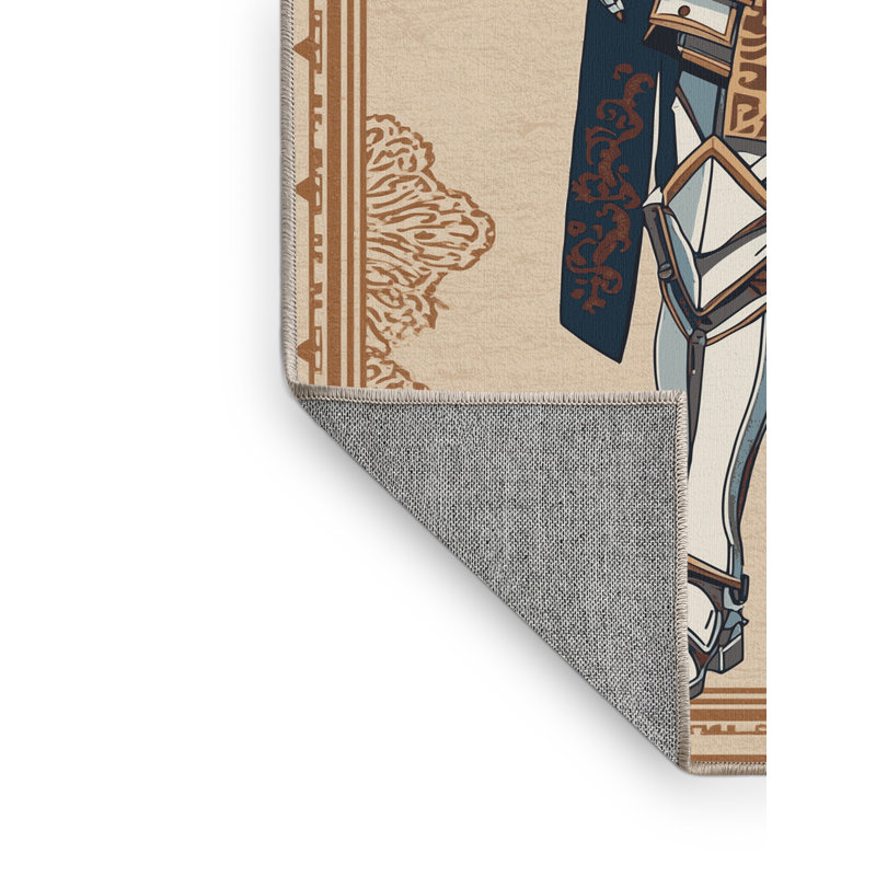 Tapis oriental beige lavable à la machine Rocco Ice Armor Warrior Classic - reliure beige, 7 x 10