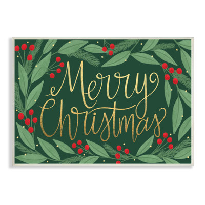 Art mural surdimensionné «Merry Christmas Festive Chic Holiday Holly» par Taylor Shannon