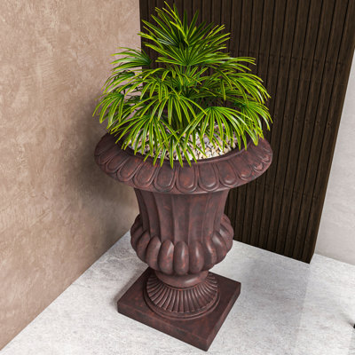 Aadityaram Urn-Shaped Fiberstone Planter – MgO Clay Plant Pot with Drainage Holes for Indoor/Outdoor Use