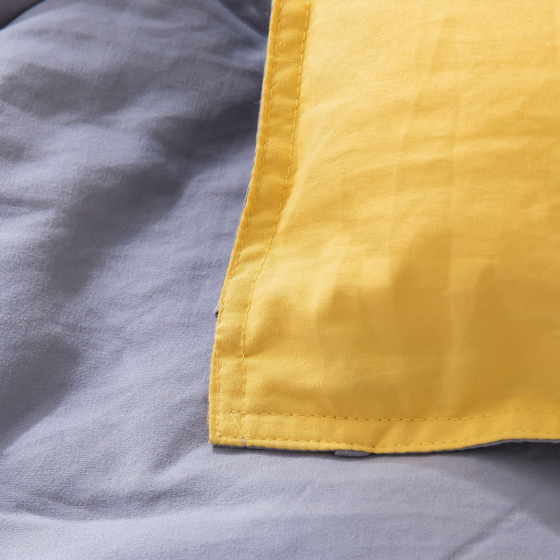 Polyester Box Stitch Comforter, Twin Comforter + 1 Sham, Mimosa Yellow/Victorian Silver