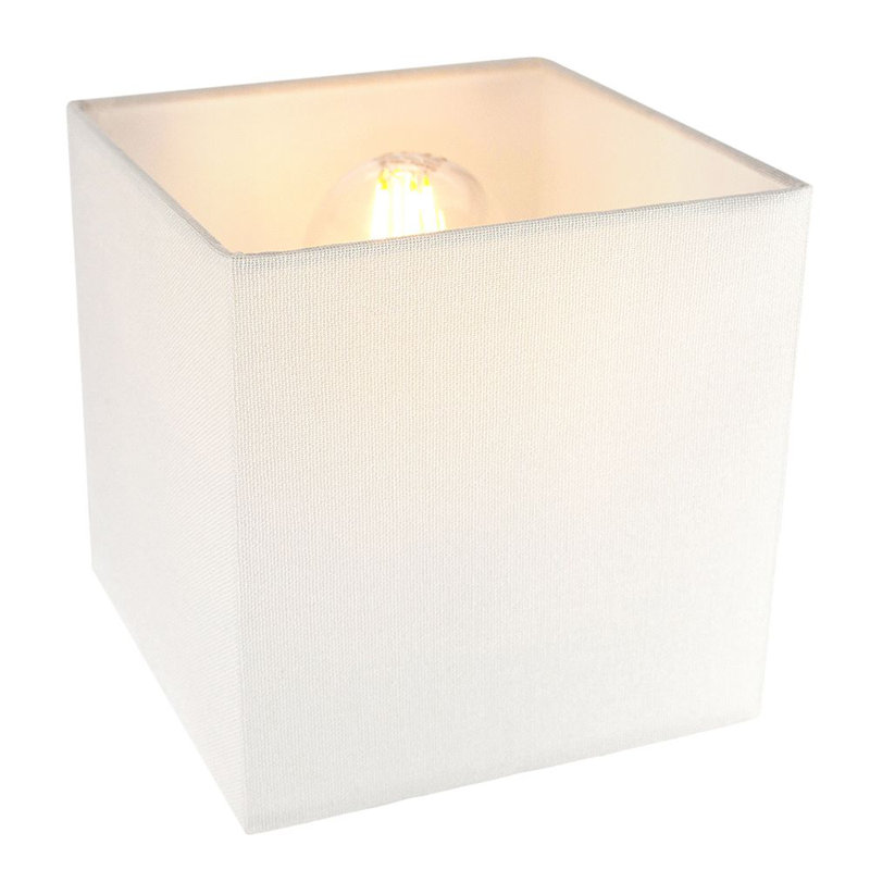 16cm Linen Square Lamp Shade, White