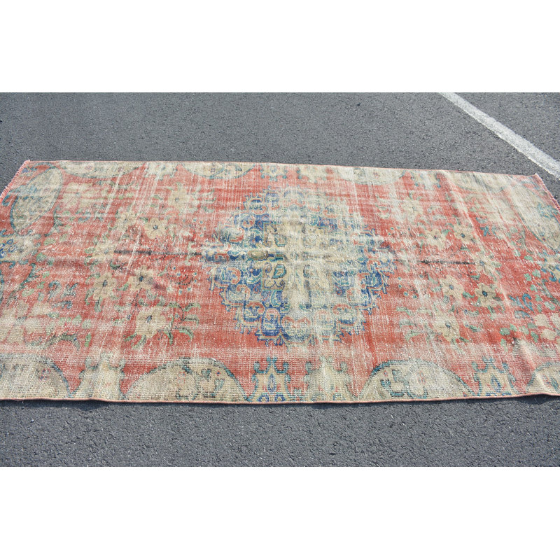 Tapis rétro, tapis en laine bleue, tapis de luxe, tapis de 4,2 x 8,7 pi, tapis turcs, tapis de chambre à coucher
