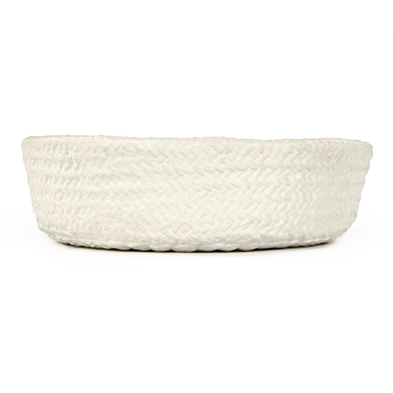 Cross Weave Earthenware Salad Bowl, White