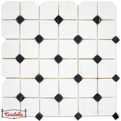 2 po HEX BIANCO DOLOMITE AVEC NOIR
