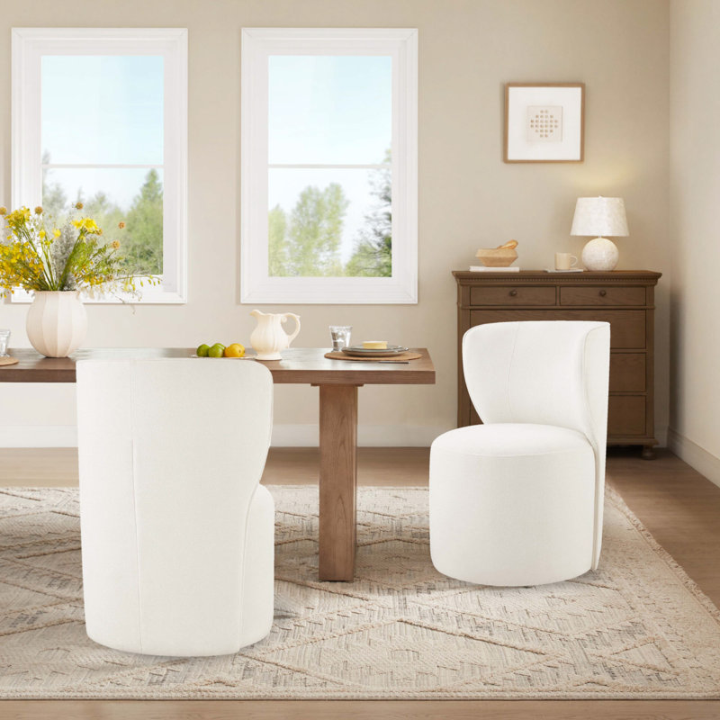 Luckett Upholstered Caster Dining Chair, Elite Ivory