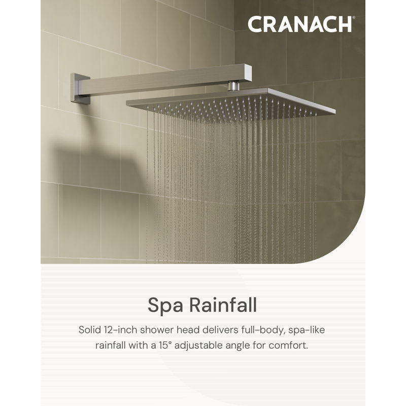 Crozet Pressure Balance 12-Inch Tub and Shower Faucet with Rain Shower Head, Hand Shower and Tub Spout , Brushed Nickel