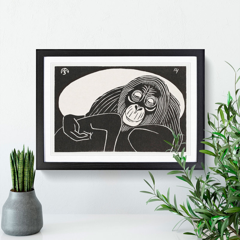 Orangutan by Samuel De Mesquita - Framed Print, 27cm H x 36cm W x 2cm D, Black Framed