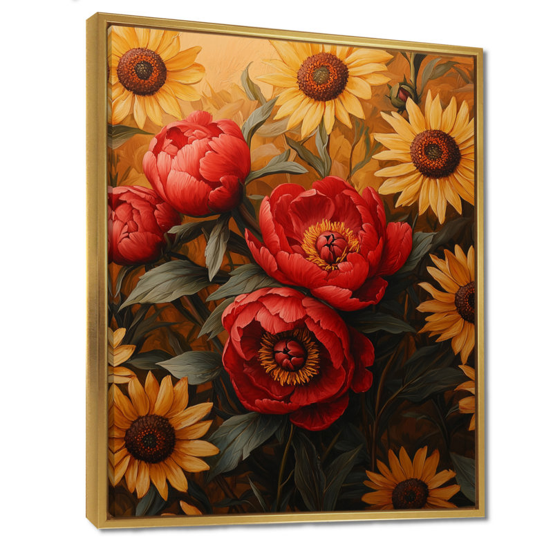 Bollitree - Art mural floral, H 32 po x l 24 po, Impression encadrée, Doré