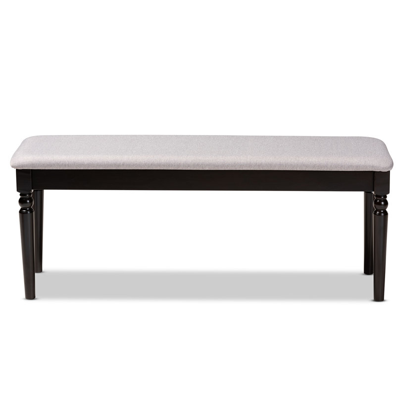 Polyester Blend Upholstered Bench, Dark Brown, Grey