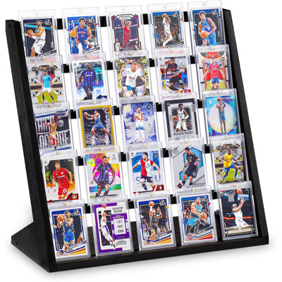 5-tier Trading Card Display, Card Display Stand，wooden Graded Baseball Sports Card Display, Trading Card Display Case For Card Collection & Show,black