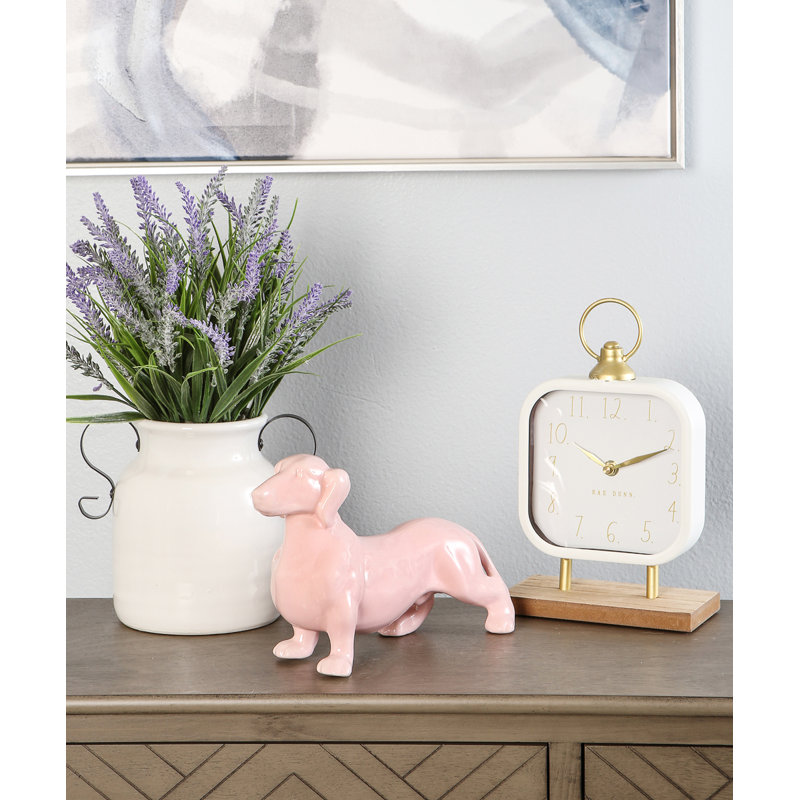 Figurine Rideau, Rose brillant, H 6,61 po x l 10,82 po x P 3,62 po, Teckel