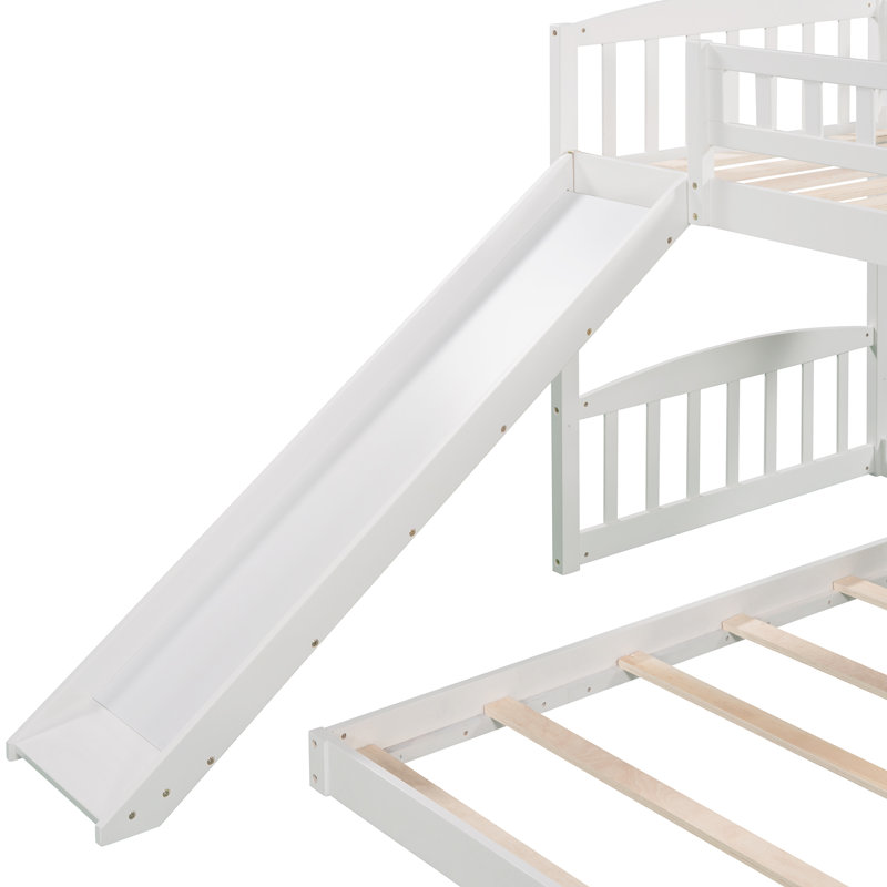 Lit superposé simple au-dessus de simple avec glissoire et échelle, Blanc