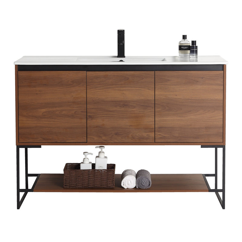 Ensemble de meuble-lavabo simple 48 po Carliana, Noyers