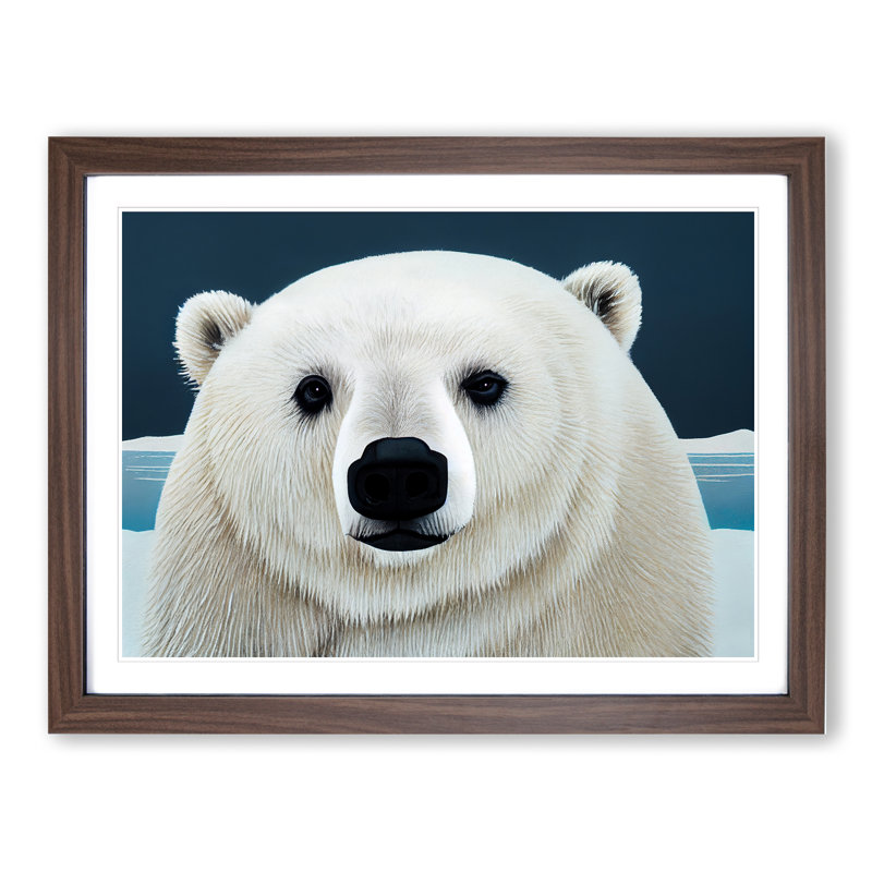 Incomprehensible Polar Bear 1 Piece Single Picture Frame Wall Art, 46cm H x 64cm W x 2cm D, Walnut