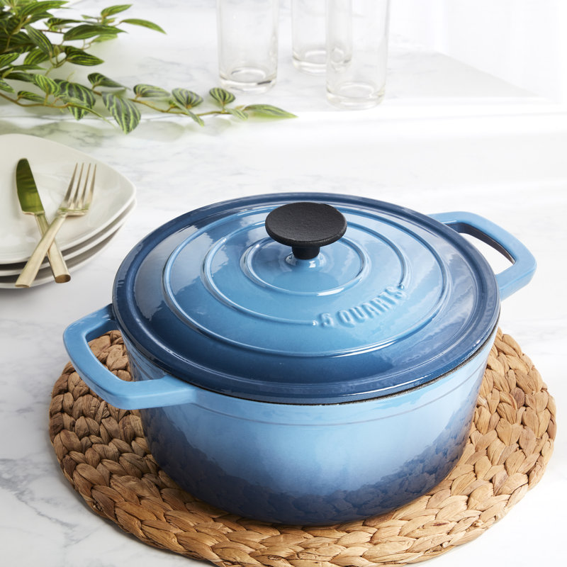 Smith & Clark - cocotte ronde en fonte émaillée, 5 pte, Bleu