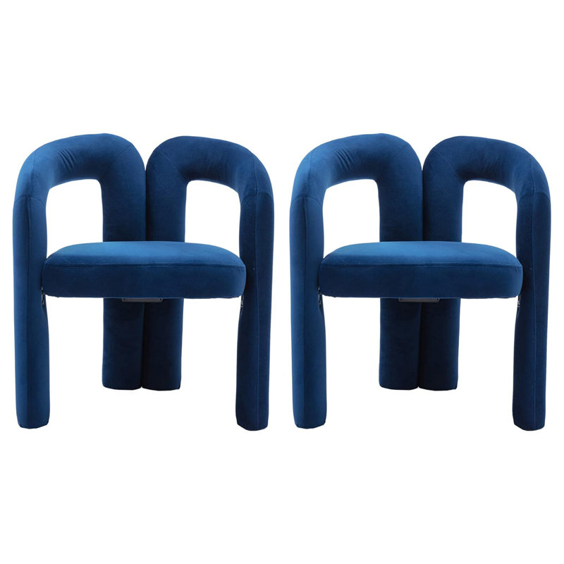 Accent Barrel Chair Set Of 2, Navy