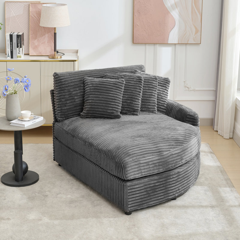 Chaise longue rembourrée avec coussin, Orienté à gauche (vu de face), Gris foncé