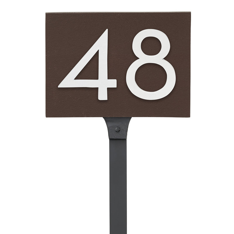 Panneau d'adresse flottant sur la pelouse sur 1 ligne, Bronze romain, Blanc, Oui