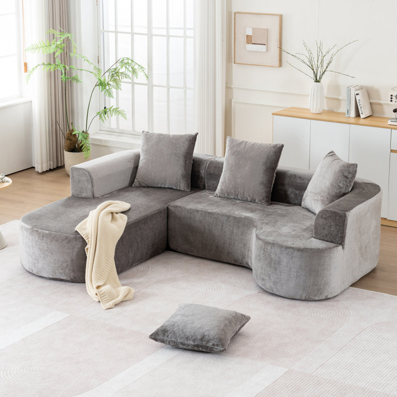 Canapé modulaire Boneless avec méridienne en forme de L, canapé-lit modulaire Cloud avec assise profonde, canapés à compression en éponge sans assemblage requis (tissu Corduroy)