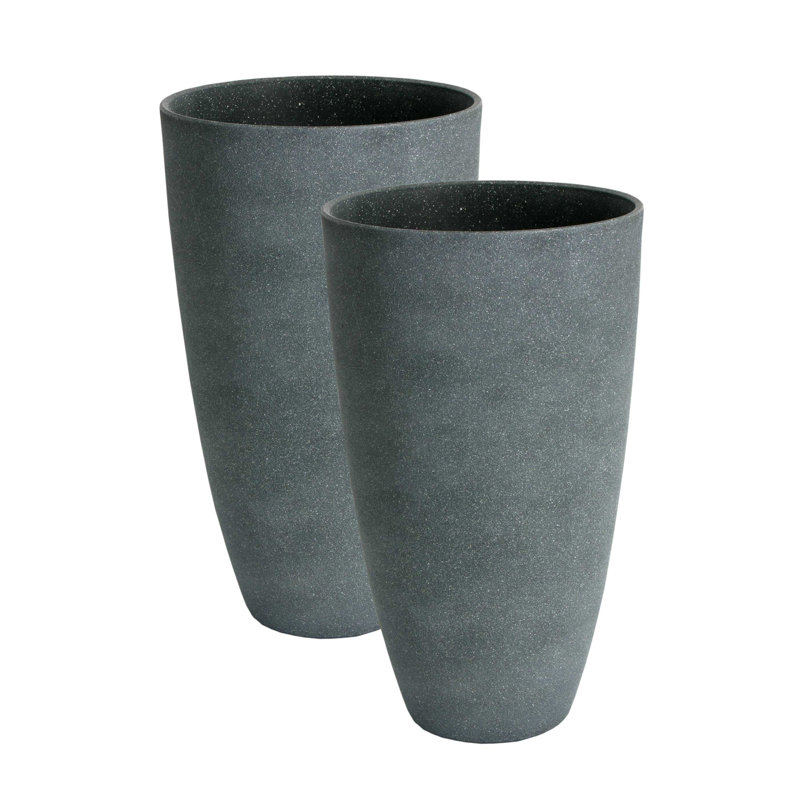Kronberg Textured Resin Tall Pot Planter, Gray, 2