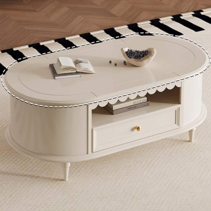Cream style design solid wood coffee table
