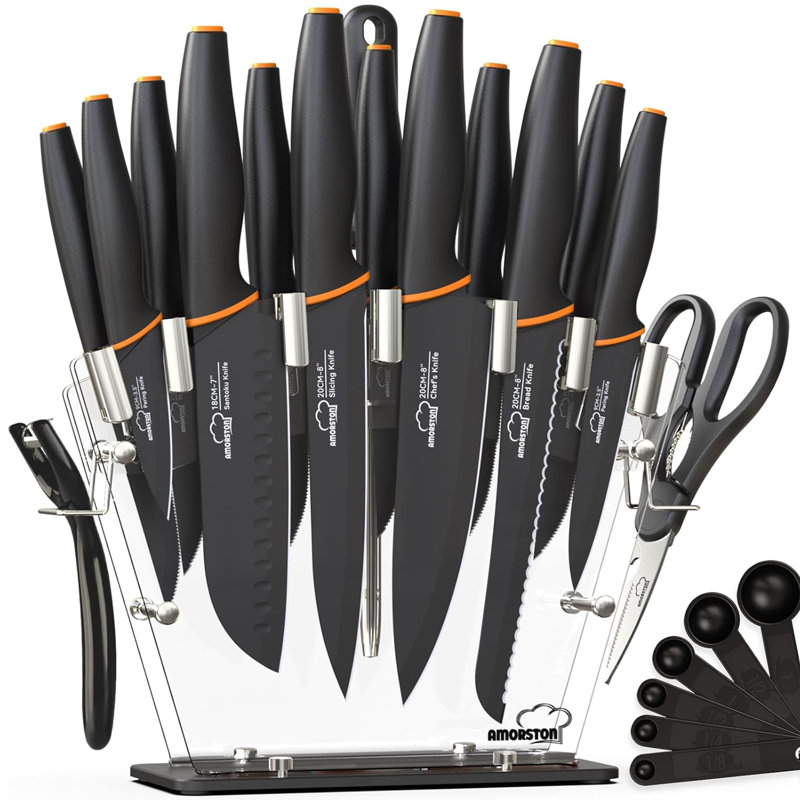 Ensemble de 16 couteaux de cuisine, acier inoxydable, antirouille