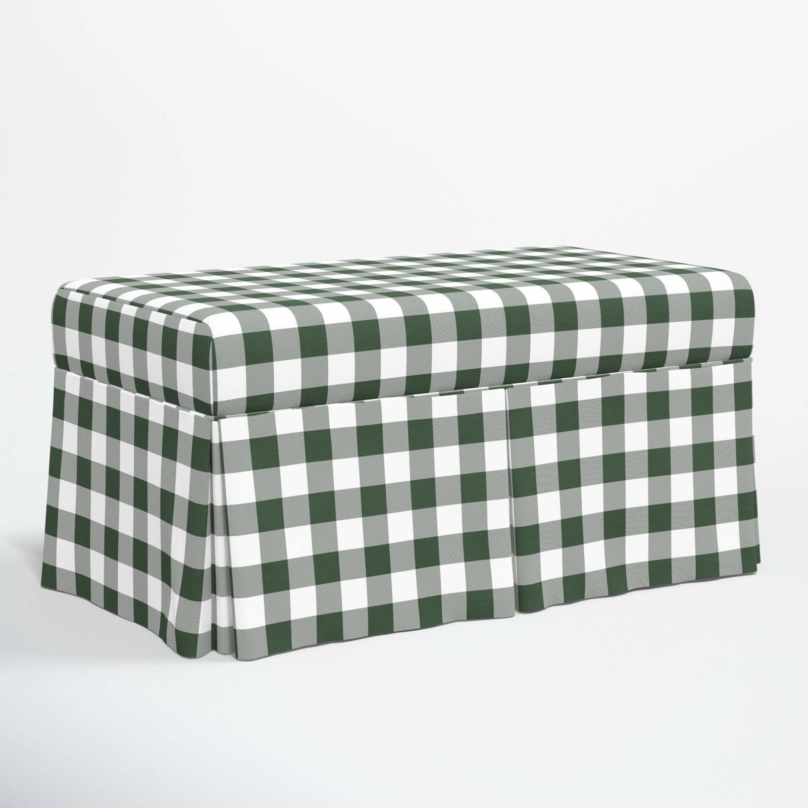 Chaplin Storage Bench, Classic Gingham Evergreen