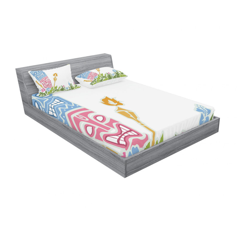 Microfiber Floral Sheet Set, Full/Double Sheet Set with Fitted Sheet